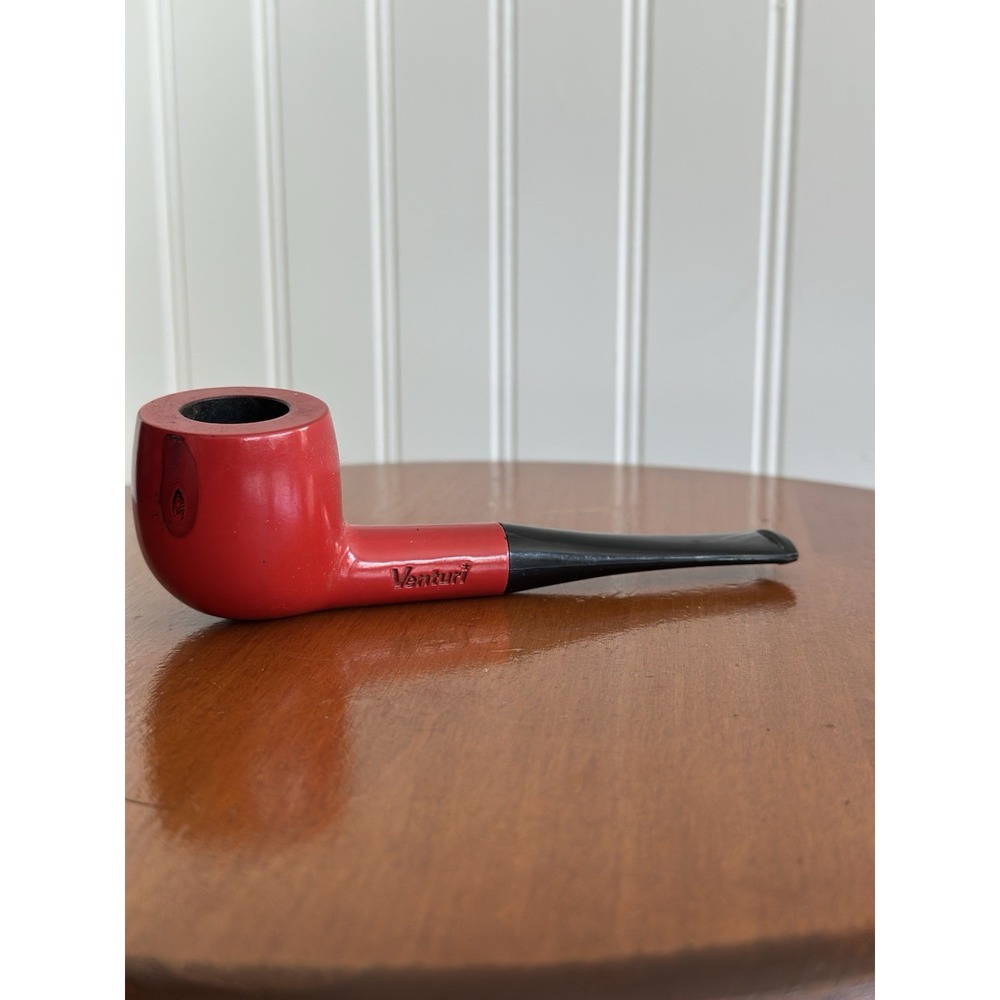 Vintage Venturi Red Tobacco Smoking Pipe Black Stem 5.5" Estate Pipe